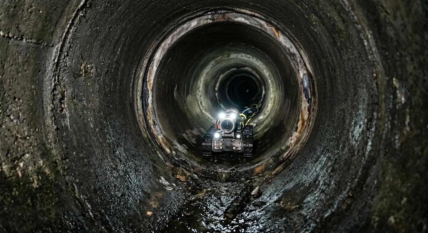 Robotic sewer camera inspecting pipe interior for Sewer Line Repair in Eagle